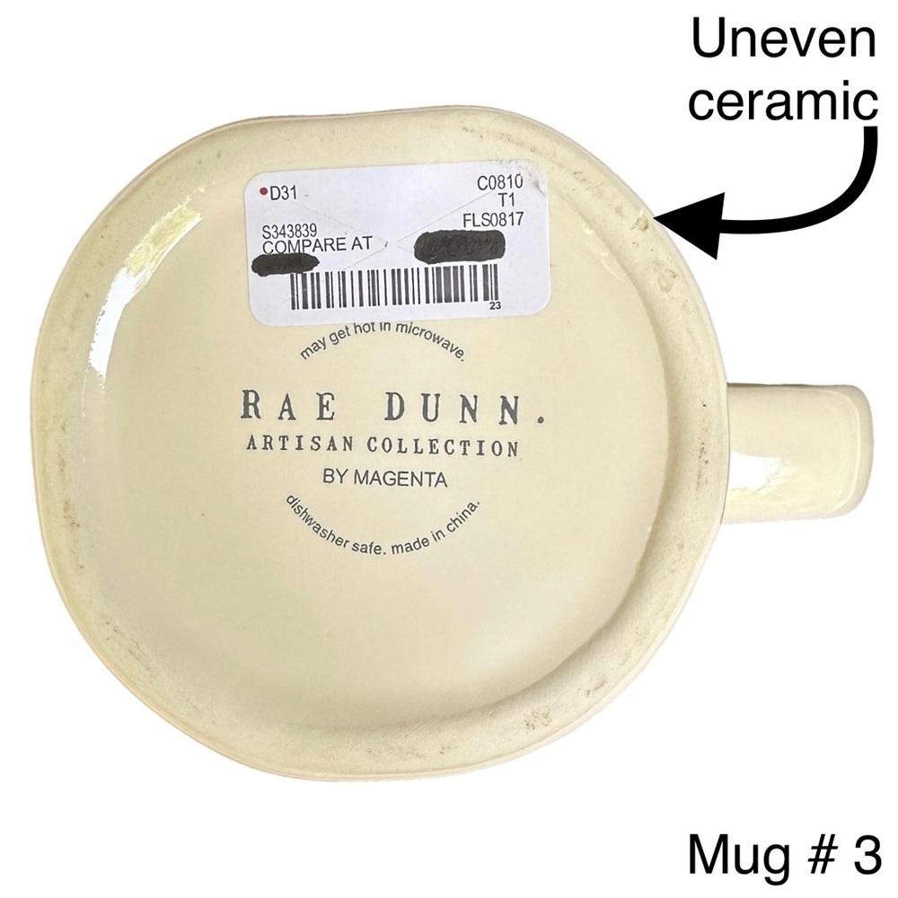 Rae Dunn TEA Mug White Teal Interior Black Large Letter Dimples NWT 2017 OG - Picture 9 of 13